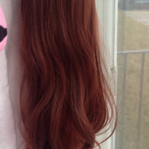 Invisible knots - Reddish Brown Tiny Knots Synthetic Wig - Picture 7 of 8